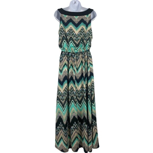 NY Collection Womens Maxi Dress Multicolor Chevron Print Sleeveless Small - Picture 3 of 10